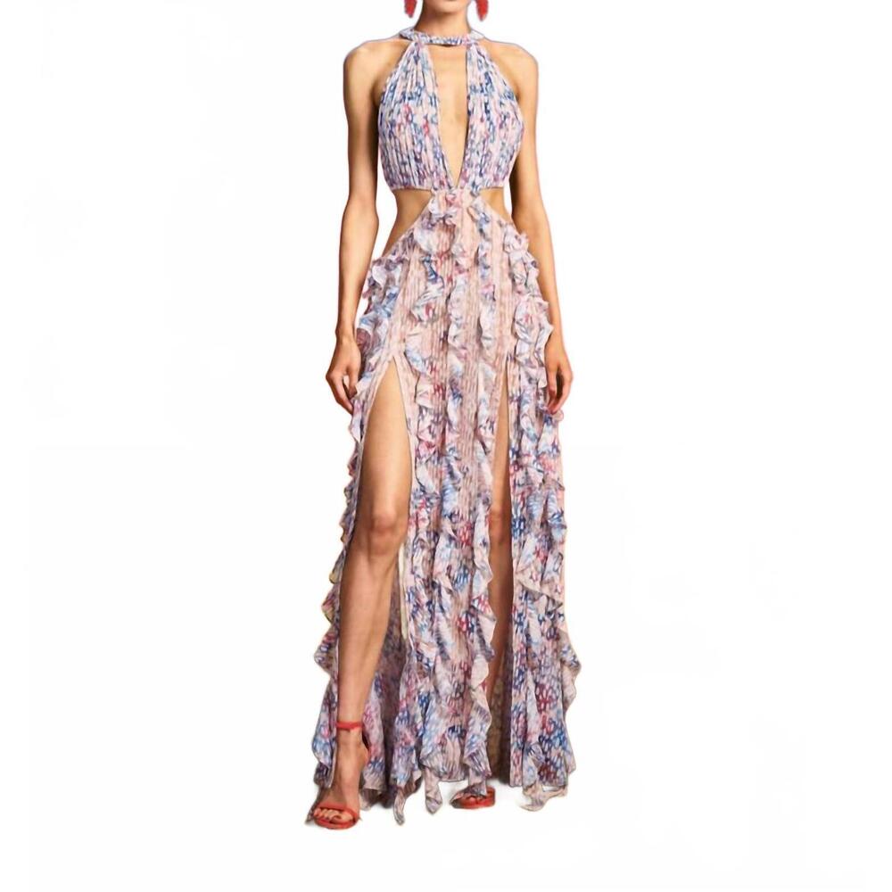NEW DEITY katya cutout dress in floral pebble